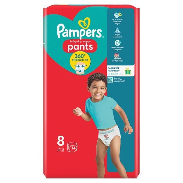 Pampers Baby Dry Nappy Pants Size 8, 14 Nappies, 19kg+