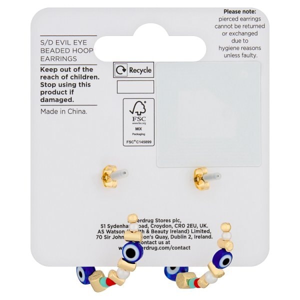 Superdrug Evil Eye Beaded Hoop Earrings