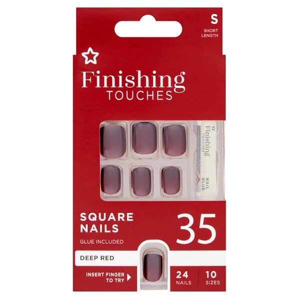 S/D F TOUCHES DEEP RED SQ SHORT NAIL