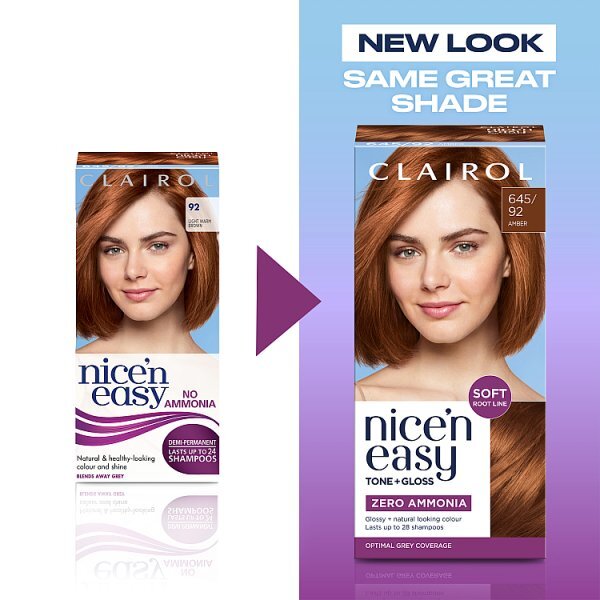 Clairol Nice'n Easy Tone+Gloss Semi-Permanent Hair Dye 645/92 Amber