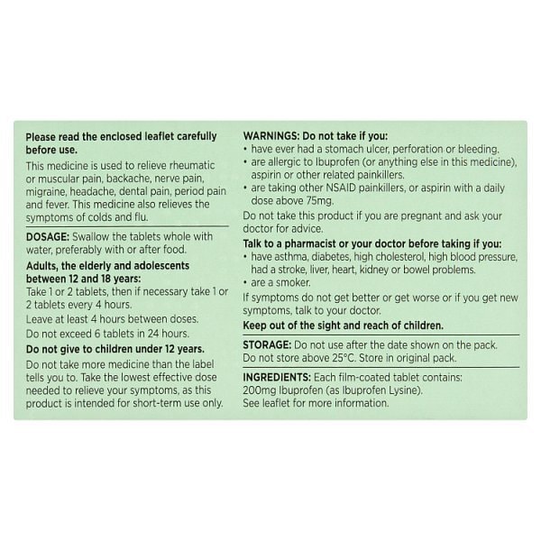 Superdrug Ibuprofen Lysine 12 Express Tablets 342mg