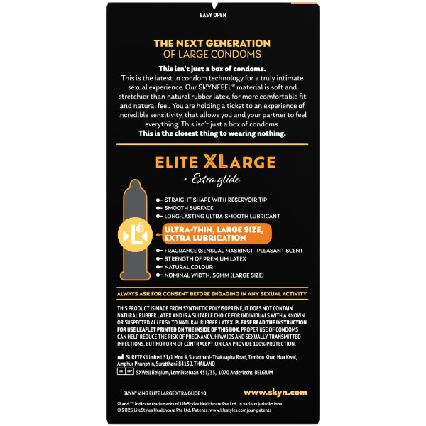 Skyn King Elite Large Extra Glide Condoms 10 Pack