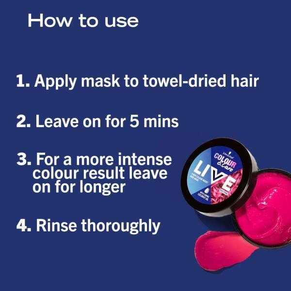 LIVE Colour & Care 5 Min Colour Hair Mask Rosy Pink 150ml