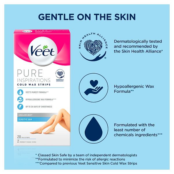 Veet Pure Inspiration Wax Strips Legs & Body Sensitive x20