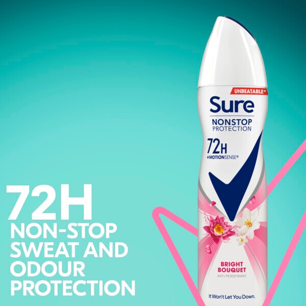 Sure Antiperspirant Deo Aerosol Nonstop Bright Bouquet 150ml