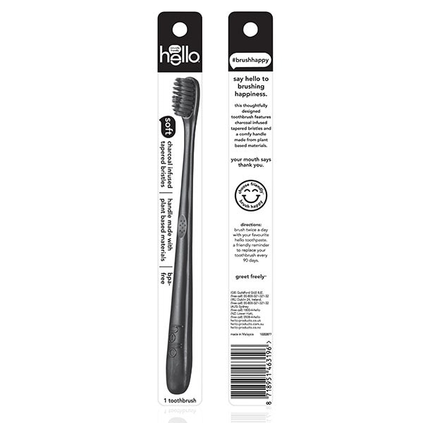 Hello Charcoal Infused Bristles Soft Manual Toothbrush