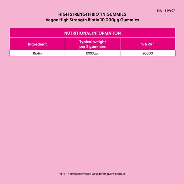 Superdrug High Strength Biotin 10000æg Vegan Gummies 60s