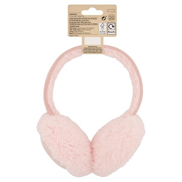 Superdrug Ear Muffs Pink Teddy