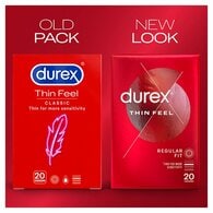 Durex Thin Feel Condoms Enhanced Sensitivity Regular Fit 20s
