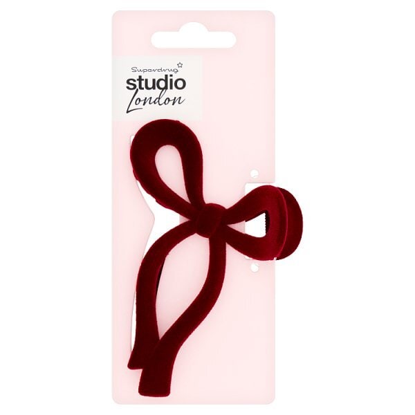 Studio London Burgundy Velvet Bow Claw Clip