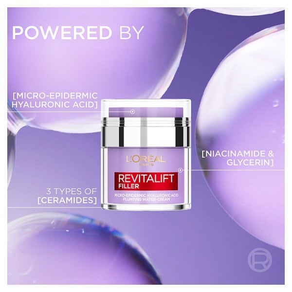 L’Oréal Paris Revitalift Filler Replumping Water Cream Replumps & Hydrate Enriched Hyaluronic Acid 50ml