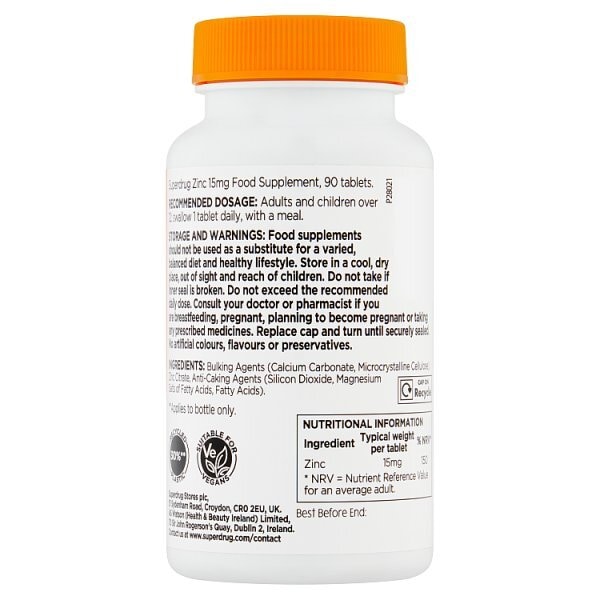 Superdrug Zinc 15mg 90s