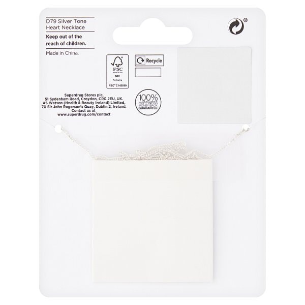 Superdrug Silver Tone Heart Necklace