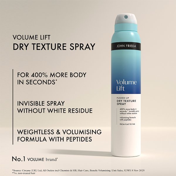 John Frieda Volume Lift Pushed-Up Dry Texture Spray 200Ml