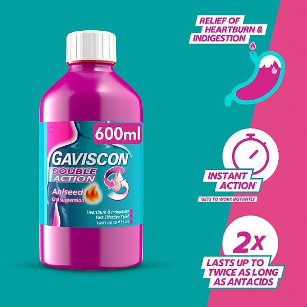 DNR Gaviscon Double Action Aniseed Flavour 600Ml