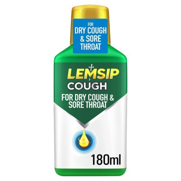 Lemsip Cough Liquid Dry Cough & Sore Throat Relief  180ml