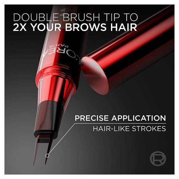 L'Oréal Paris Brown Tint Pen, Infallible Faux Brow, Up To 2-Day Brow Tint, Light Brunette, 1g