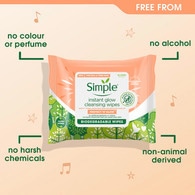 Simple Protect N Glow Biodegradable Wipes Instant Glow X20