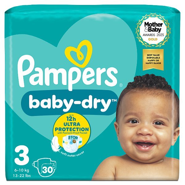 Pampers Baby-Dry Size 3 Midi Carry Pack 30 Nappies