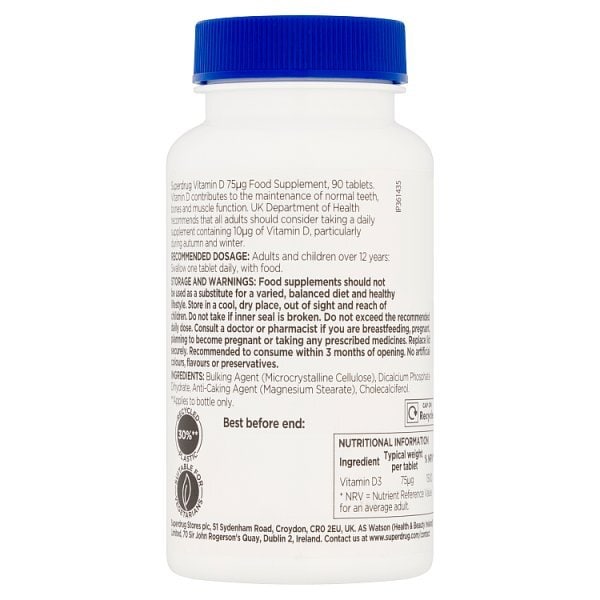 Superdrug High Strength Vitamin D 75ug 90s