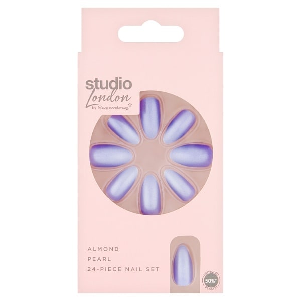 Studio London Purple Pearl Almond Nails