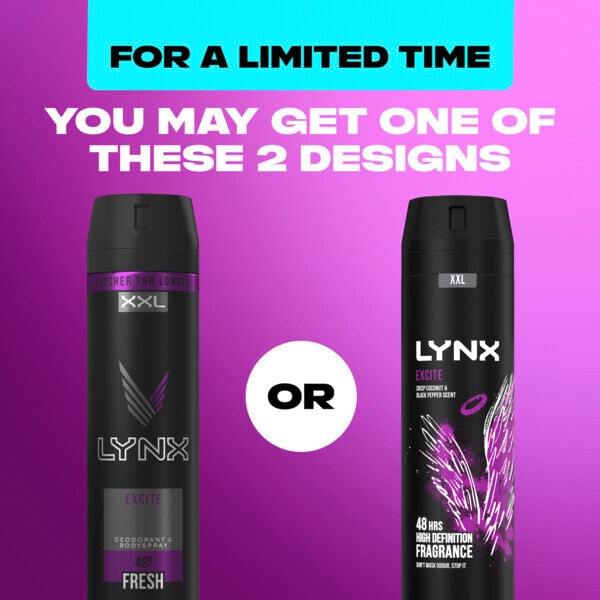 Lynx Deodorant Aerosol Bodyspray Xxl Excite 250ml