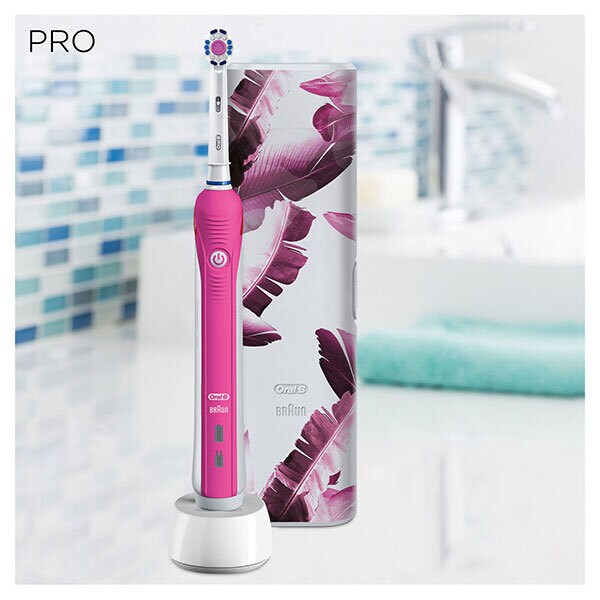 Oral-B Pro 2 3D White Pink Electric Toothbrush & Travel Case