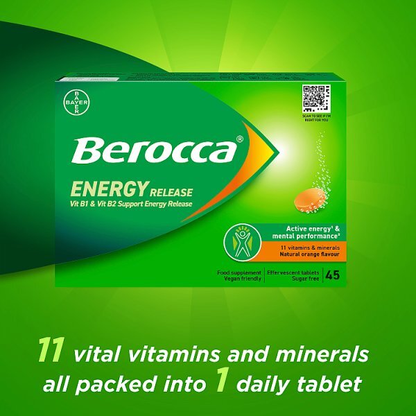 Berocca Natural Orange Flavour 45 Effervescent Tablets