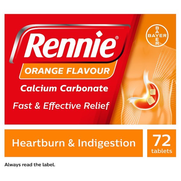 Rennie Orange Heartburn & Indigestion Relief 72 Tablets