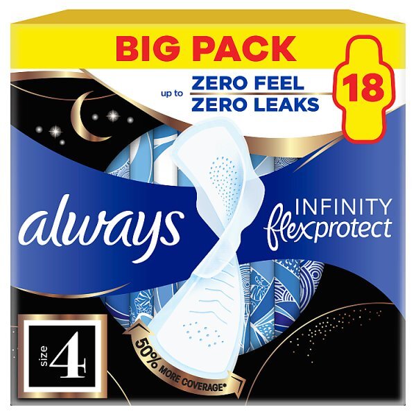 Always Infinity Pads Secure Night (Size 4) Value Pack 18Ct