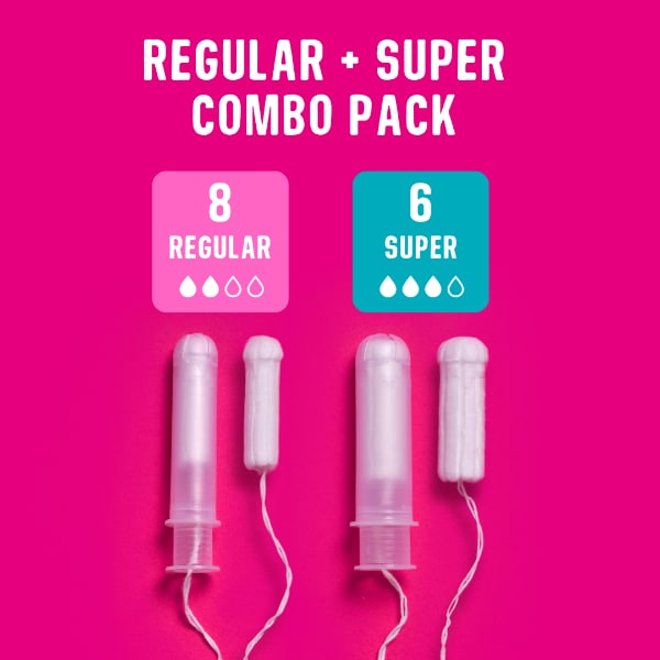 Flo Organic Cotton Applicator Tampons- 8 Regular + 6 Super