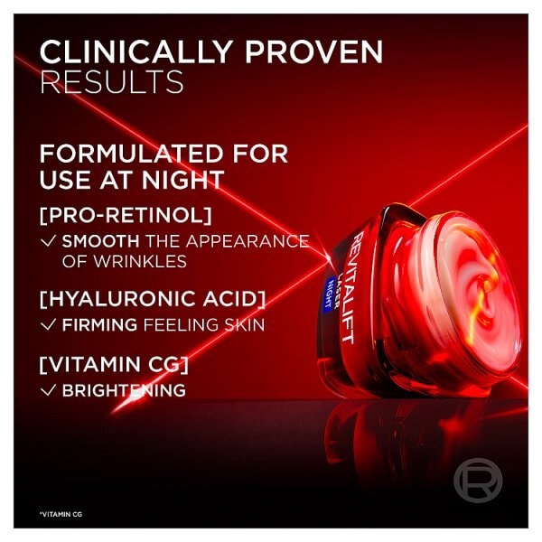 L’Oréal Paris Laser Renew Triple Action Night Cream, Pro-Retinol, Hyaluronic Acid, Vitamin C, 50ml