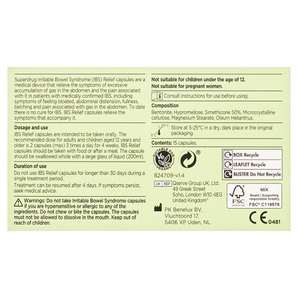 Superdrug Irritable Bowel Syndrome Relieve 15 Capsules