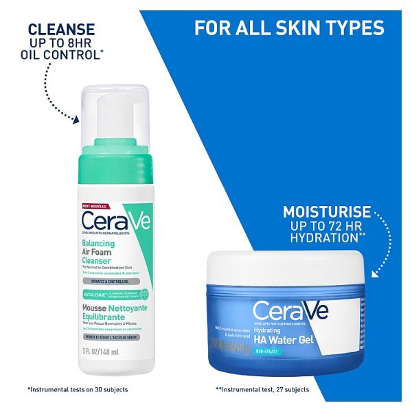 CeraVe Dry-Touch Moisturiser Gel with HA, Niacinamide & Ceramides 48g