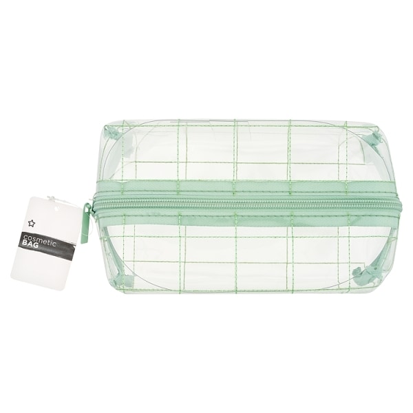 Superdrug Sage Green PVC Cube Cosmetic Bag