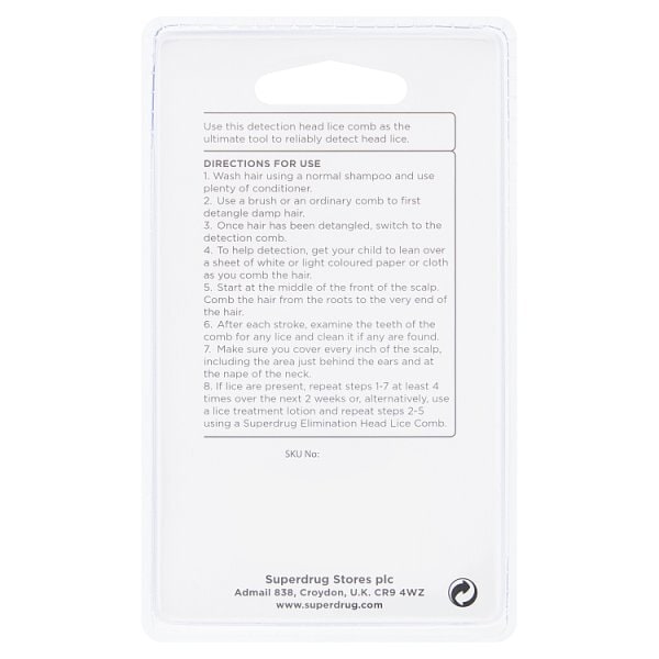 Superdrug Detecting Nit and Head Lice Comb