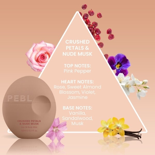 Pebl Crushed Petals & Nude Musk Hair & Body Mist 150Ml