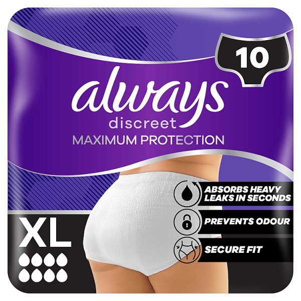 Always Discreet Heavy Adult Incontinence Pants Xl 10Ct