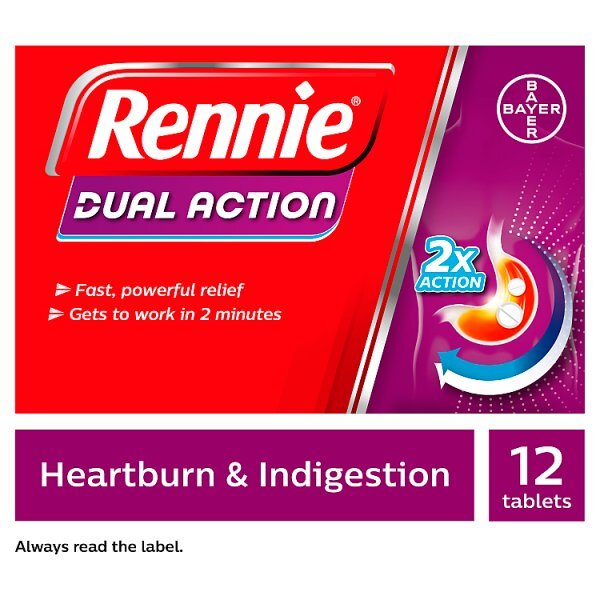 Rennie Dual Action Heartburn & Indigestion 12 Tablets