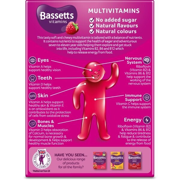 Bassetts Vitamins Multivitamins Raspberry 7-11 Years 60s