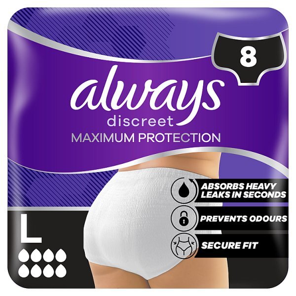 Always Discreet Heavy Incontin Maxi Pants 8 Drops large 8Cx2