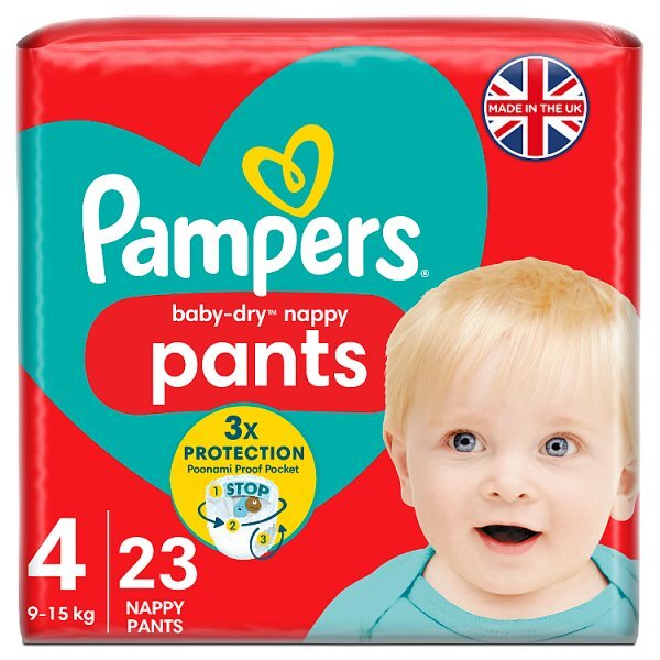 Pampers Baby-Dry Nappy Pants Size 4 Nappies Carry Pack x23