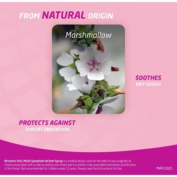 Broncho 5 in 1 multi-symptom action cough syrup 200ml