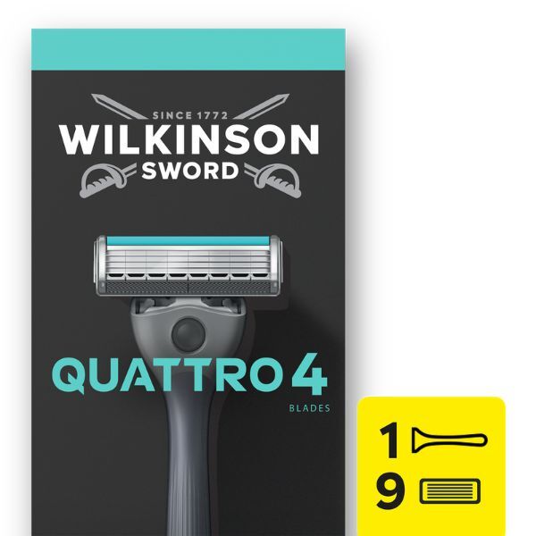 Wilkinosn Sword Quattro Value Bundle 1 Handle + 9 blade refills