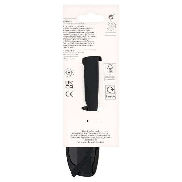 Superdrug Sunglasses Square Black