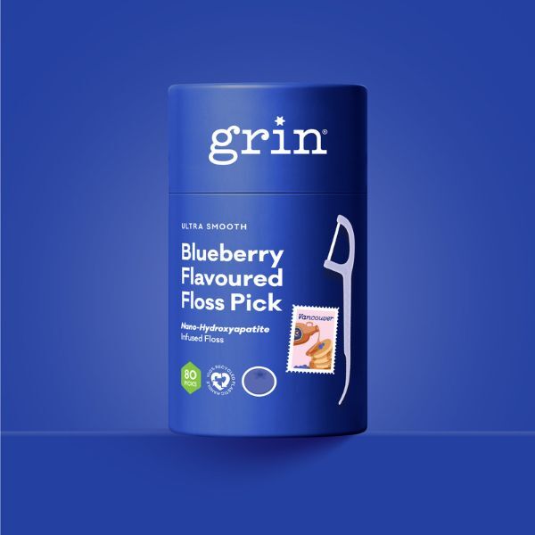 Grin Ultra Smooth Blueberry Floss Picks 80pk Canister