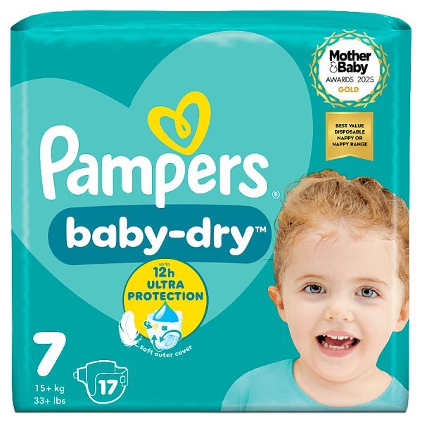 Pampers Baby-Dry Size 7, 17 Nappies, 15Kg+