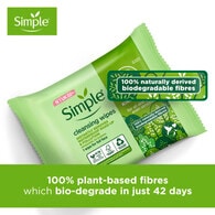 Simple Kind To Skin Cleansing Wipes Biodegradable X25 Pc