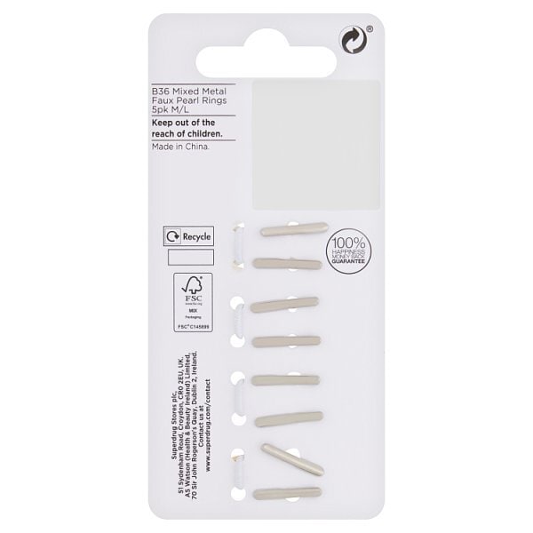 Superdrug Mixed Metals Pearlescent Ring 5Pk M/L