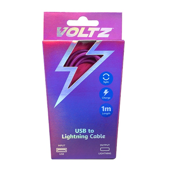 Voltz Usb To Lightning Cable Purple